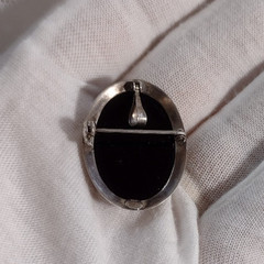 Cameo Sterling Silver 925 Italy Azure Agate Pendant Brooch 1121 NA Rare Hair