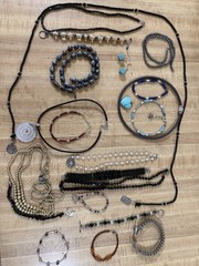 Sterling Silver Vintage Modern Mix Bead Plastic Stone Necklaces Bracelet Lot
