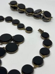 Antique Victorian Art Deco Sterling Silver Black Onyx Necklace Bracelet DAMAGED