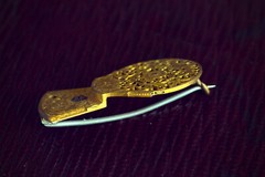 UNUSUAL ANTIQUE GEORGIAN ENGLISH GILDED WATCH COCK BROOCH FACES c1770