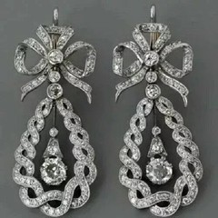 Vintage Art Deco Style Lab Created Diamond Engagement 14K White Gold FN Earrings