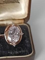 Vintage 1990-s 14 Ct Rolled Gold Zircon Ring Size UK R US 8 1/2 – Hallmarked!