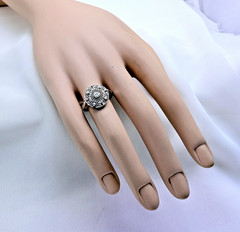 Antique Platinum Art Deco Diamond Cocktail Ring 37 Natural Diamonds Pavé Size 8