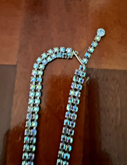 VTG. MCM BLUE AURORA BOREALIS RHINESTONE & ART GLASS NECKLACE & EARRING SET