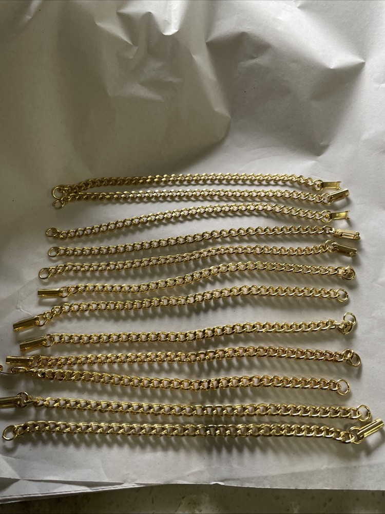 12 Vintage Gold Plated 7” 5 Mm Link Bracelets