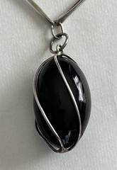 Rare Mid-Century Modernist Sterling Silver & Black Onyx Necklace c.1965–1975