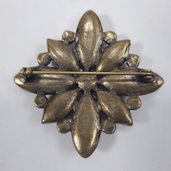 Vintage Brass Tone Red Purple Rhinestones Starburst Star Shape Pin Brooch