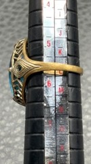 Vintage Marquise Blue Faux Topaz Glass Filigree Statement Ring Sz 5.5