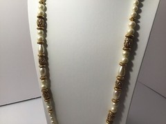 Vtg Necklace 1928 Brand Cultura Glass Faux Pearls 35” Weighs 2.9oz Opera Length