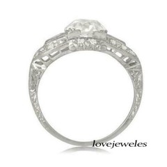 Art Deco Vintage 3CT Lab-Created Round Cut Diamond Ring 14K White Gold Finish