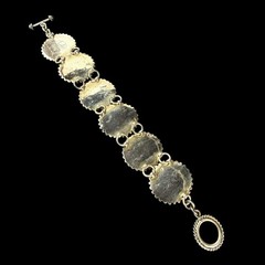 Cll Mexico Black Onyx Gemstone Sterling Silver 925 Floral Bracelet Sz. 7 3/4″