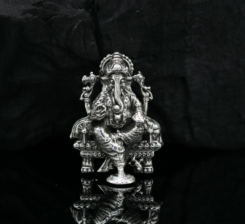 925 sterling silver Lord Ganesha statue, figurine, puja article home temple su02