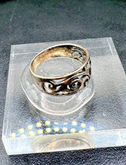 925 Sterling Silver Openwork Scroll Filigree Band Ring Size 5.5-6 Vintage 2.6g