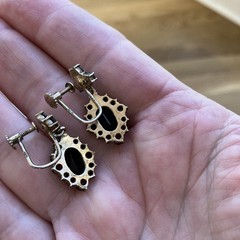 Antique Vintage Victorian Genuine Bohemian Garnet Drop Earrings Rare Large