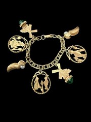 Vintage Florenza Signed Dutch Holland Gold Tone Charm Designer Bracelet!