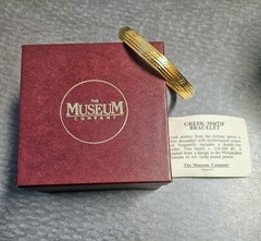 Museum Company Greek Motif Bracelet Gold Plated Pewter With Box And Description