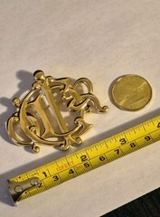 CHRISTIAN DIOR Insignia Brooch. Authentic, GP Monogram, Signed French Designer