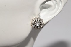 Antique Circa 1900s 14k Gold Top Silver Natural Rose Cut Diamond Earring