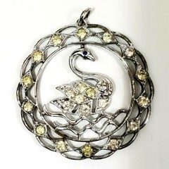 Sarah Coventry 1970s Swan Lake Pendant with Aurora Borealis Crystals