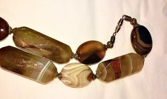 Antique Scottish Banded Agate Necklace Natural Stone Victorian Vtg Antique 22”