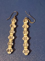 Sterling Silver White Stone Dangle Earrings
