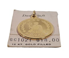 VTG Danecraft 12kt Gold filled Aquarius Zodiac Charm Pendant on Card