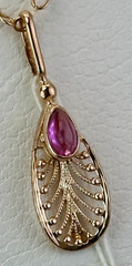 USSR Vintage Original Amethyst (lab. made) Rose Gold Pendant 583 14K 1,36 g.