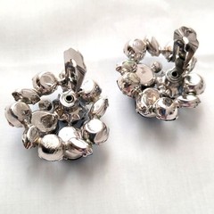 Blue Rhinestone Clip On Earrings Vtg 1950s Something Blue Wedding Statement Gift