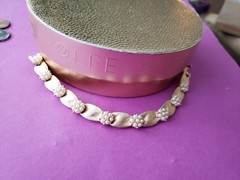 Vintage Crown Trifari Gold Plate Birthday Ribbon Bracelet
