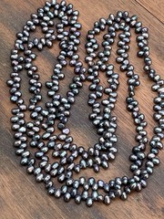Genuine Pearl Beaded Necklace Tiny Beads Artisan Jewelry Peacock Hues Dainty