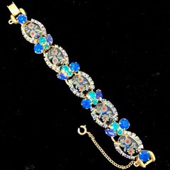 Vtg D&E Juliana BOOK PIECE Montana Blue Etched Bracelet & Earring Set