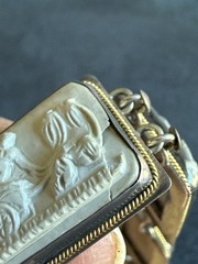ANTIQUE 800 Silver 14KT GOLD CARVED Cameo SHELL DAYS OF THE WEEK BRACELET As Is