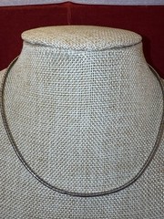 VTG AGI 8g 3mm 925 Sterling Silver Fancy 15” Omega Italian Design Flat Necklace