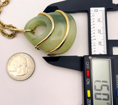 Vintage Faux Jade Gold Tone Pendant Chain Necklace