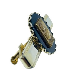 Vintage gold tone black glass A SENEFELDER N.A.L.C. tie clip cufflinks set