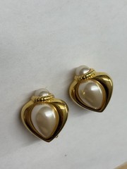 Joan Rivers Vintage Pearl Clip-On Earrings: Gold-Plated Heart Design