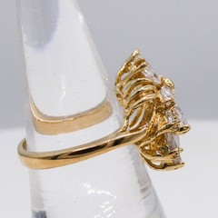 Vintage Yellow Gold Plated Marquis Spray Coctail Sz 6 Womens Statement Ring