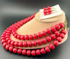 Vintage Premier Designs Bold Chunky Pink Necklace and Earrings NK