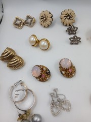 Lot 30 Vintage Now EARRINGS Clip and Screw On Rhinestone Enamel Costume Jewelry