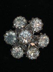 Brooch, Vintage Rhinestone Flower with Filigree Metalwork Rhinestone