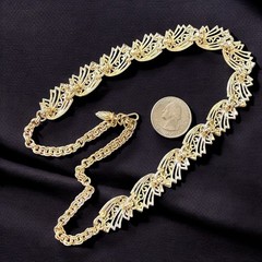 Gold Tone Collar Necklace Vintage Art Deco Revival Statement Link