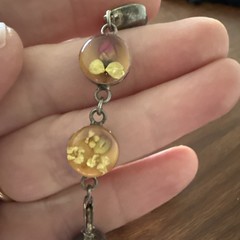 Vintage Resin Real Flowers Sterling Bracelet Grown & Made By Artist N Seaside Fl