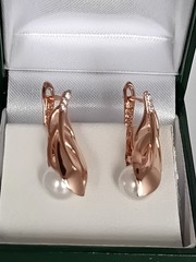 Vintage 1990-s 14 Ct Rolled Gold Pearls / Zircons Earrings – Hallmarked 585 RG