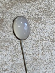 Antique Milky Agate Oval Cabochon Stone Lapel Stick Pin