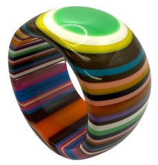 Resin Or Acrylic Layered Striped Colorful Bullseye Bangle Chunky Bracelet