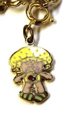 Original Vintage 1980 Strawberry Shortcake Metal 13 Dangle Charm Bracelet
