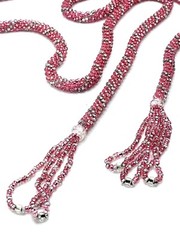 Antique Art Deco Pink Sautoir Necklace Tassel Glass Bead Flapper Iridescent
