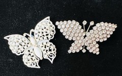 Lot 65 Vtg BUTTERFLY BROOCH Rhinestone Enamel 925 800 Silver GF Monet Trifari