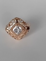 Vintage 1990-s 14 Ct Rolled Gold Zircon Ring Size UK P US 7 1/2- Hallmarked!