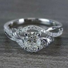 2.75Ct Cushion VVS1 Lab Created Diamond Anniversary 14K White Gold Finish Ring